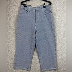 Vtg Bill Blass gingham cropped jeans pants size 10 checkered cotton notched cuff